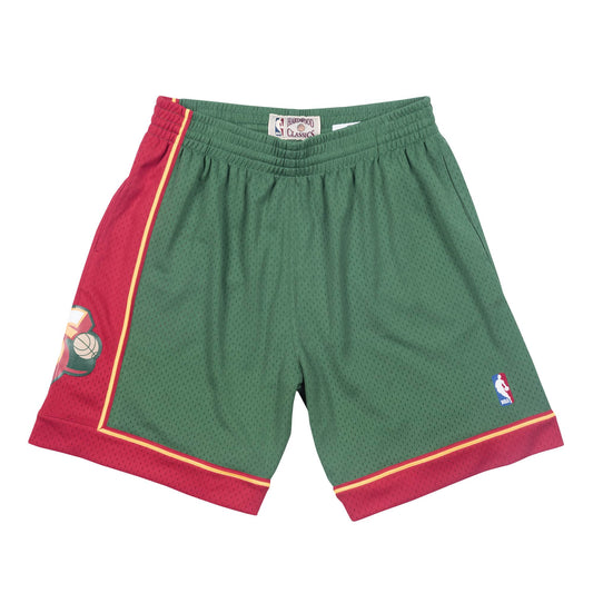 1995-96 Roard Seattle SuperSonics Mitchell & Ness Green / Red Hardwood Classics Swingman Shorts