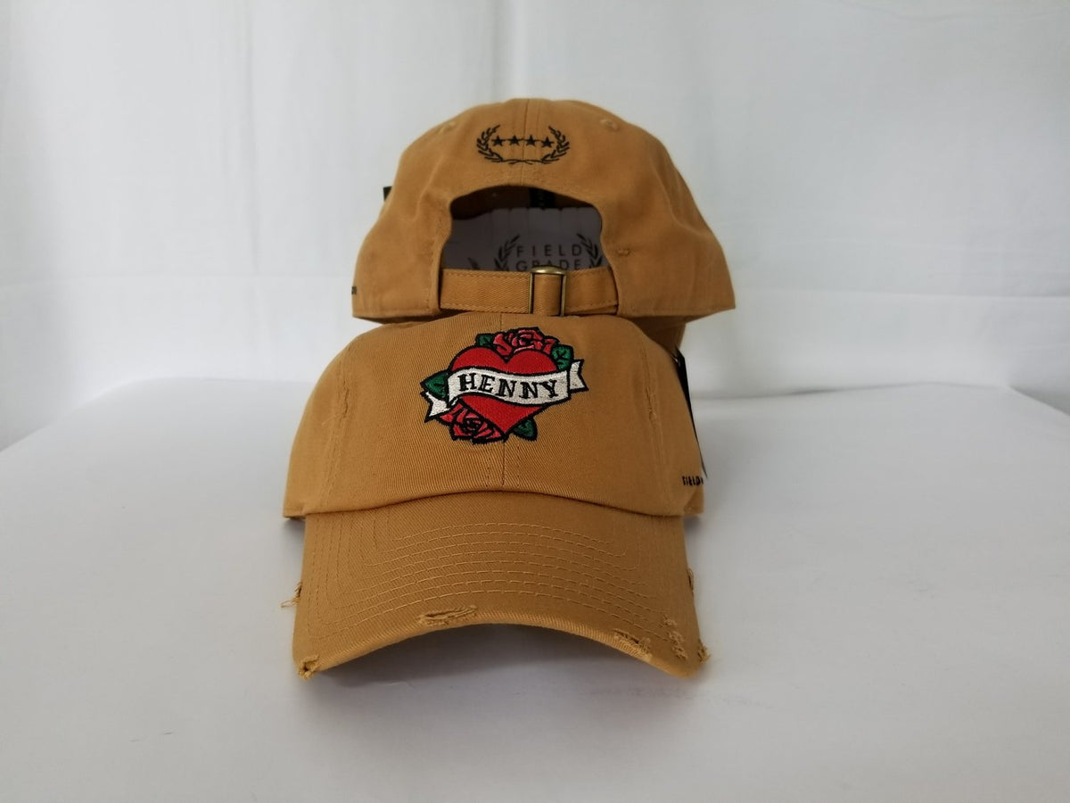 Henny By Field Grade Wheat Distressed DAD Hat Snapback Strapback CAP