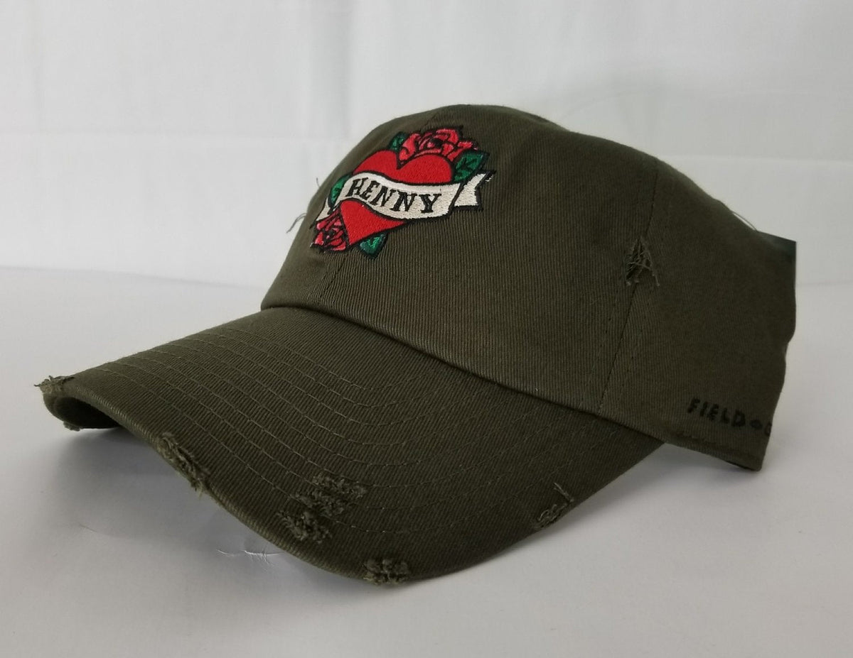 Henny By Field Grade OLIVE Green Distressed DAD Hat Snapback Strapback CAP