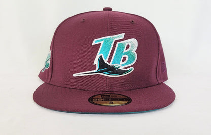 Maroon Tampa Bay Rays Teal Bottom 1998 Inaugural Season New Era 59Fifty Fitted