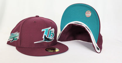 Maroon Tampa Bay Rays Teal Bottom 1998 Inaugural Season New Era 59Fifty Fitted