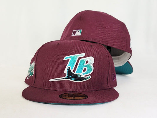 Maroon Tampa Bay Rays Teal Bottom 1998 Inaugural Season New Era 59Fifty Fitted