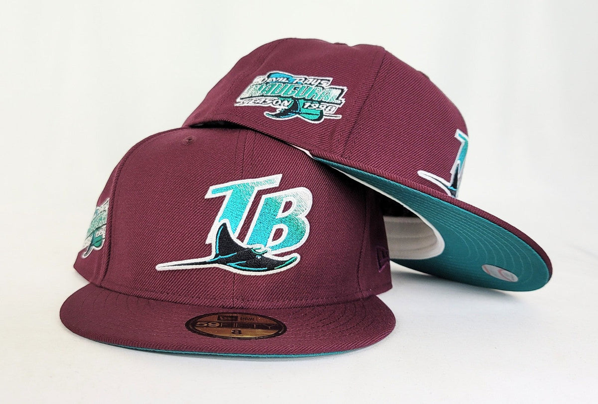Maroon Tampa Bay Rays Teal Bottom 1998 Inaugural Season New Era 59Fifty Fitted