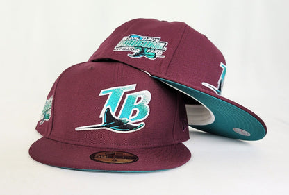Maroon Tampa Bay Rays Teal Bottom 1998 Inaugural Season New Era 59Fifty Fitted