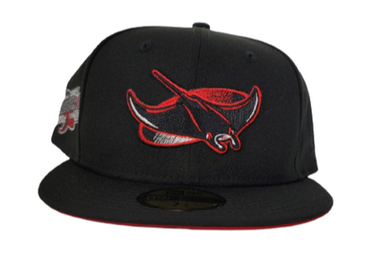 Black Tampa Bay Rays Red Bottom 1998 Inaugural Season New Era 59Fifty Fitted