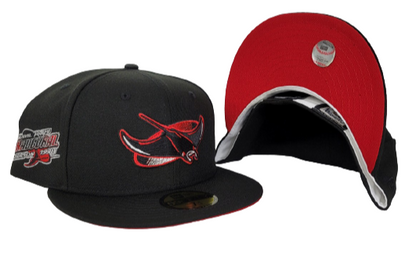 Black Tampa Bay Rays Red Bottom 1998 Inaugural Season New Era 59Fifty Fitted