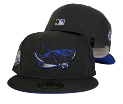 Black Tampa Bay Rays Royal Blue Bottom 1998 Inaugural Season New Era 59Fifty Fitted