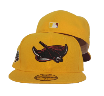 Yellow Tampa Bay Rays Burgundy Bottom 1998 Inaugural Season New Era 59Fifty Fitted