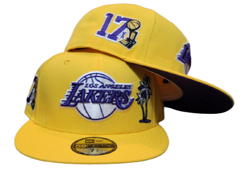 Yellow Los Angeles Lakers Purple Bottom 17X Champions Trophy Side Patch New Era 59Fifty Fitted