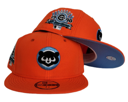 Orange Chicago Cubs Icy Blue Bottom 1990 All Star Game Side Patch New Era 59Fifty Fitted