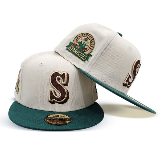 Off White Seattle Mariners Green Visor Gray Bottom 30th Anniversary Side Patch New Era 59Fifty Fitted