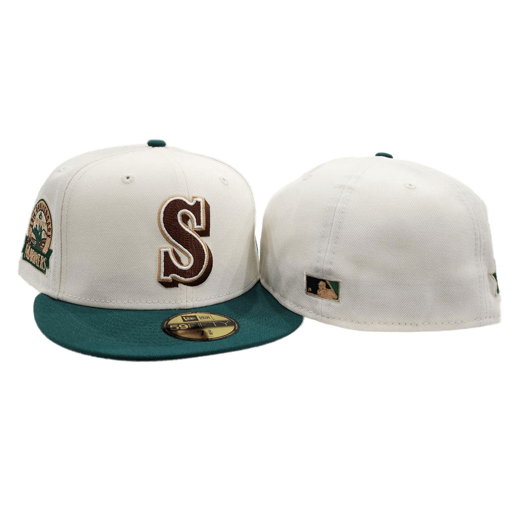 Off White Seattle Mariners Green Visor Gray Bottom 30th Anniversary Side Patch New Era 59Fifty Fitted