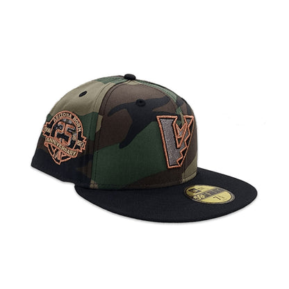 Woodland Camo Upside Down Arizona Diamondbacks Black Visor Gray Bottom 25th Anniversary Side Patch New Era 59Fifty Fitted