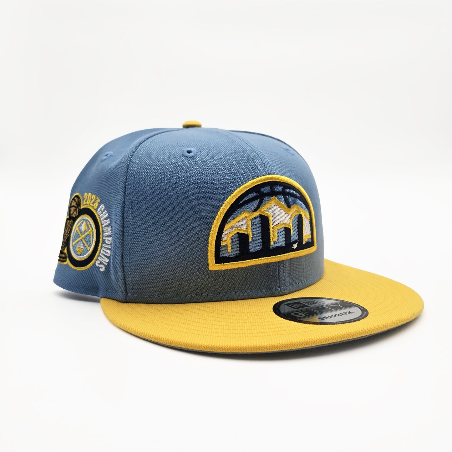 New Era Denver Nuggets '2023 Champions' 9FIFTY Snapback Sky Blue/Yellow