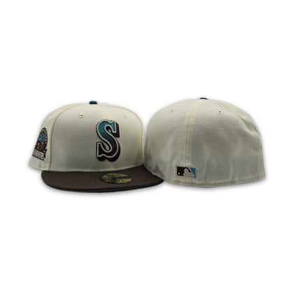 Off White Seattle Mariners Brown Visor Gray Bottom 30th Anniversary Side Patch New Era 59Fifty Fitted