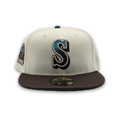 Off White Seattle Mariners Brown Visor Gray Bottom 30th Anniversary Side Patch New Era 59Fifty Fitted