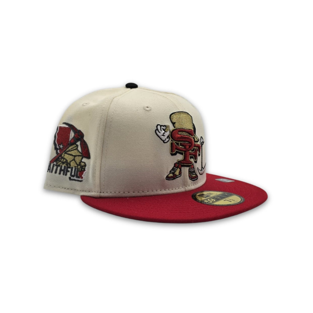 Off White San Francisco 49ers Red Visor Gray Bottom Faithful State Map Side Patch New Era 59Fifty Fitted