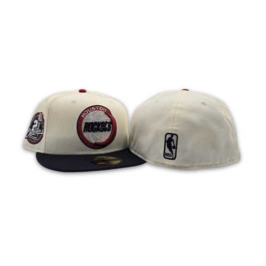 Off White Houston Rockets Navy Blue Visor Gray Bottom 2x Finals Champions New Era 59Fifty Fitted