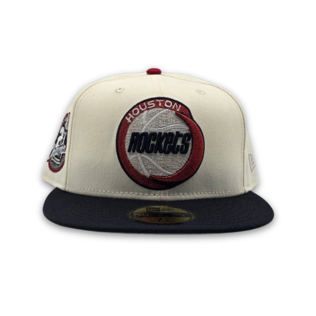 Off White Houston Rockets Navy Blue Visor Gray Bottom 2x Finals Champions New Era 59Fifty Fitted