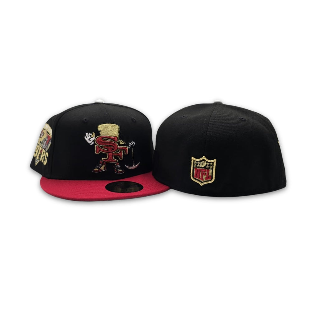 Black San Francisco 49ers Red Visor Gray Bottom Team Helmet Side Patch New Era 59Fifty Fitted