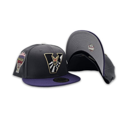 Dark Gray Upside Down Arizona Diamondbacks Dark Purple Visor Gray Bottom 1998 Inaugural Season New Era 59Fifty Fitted