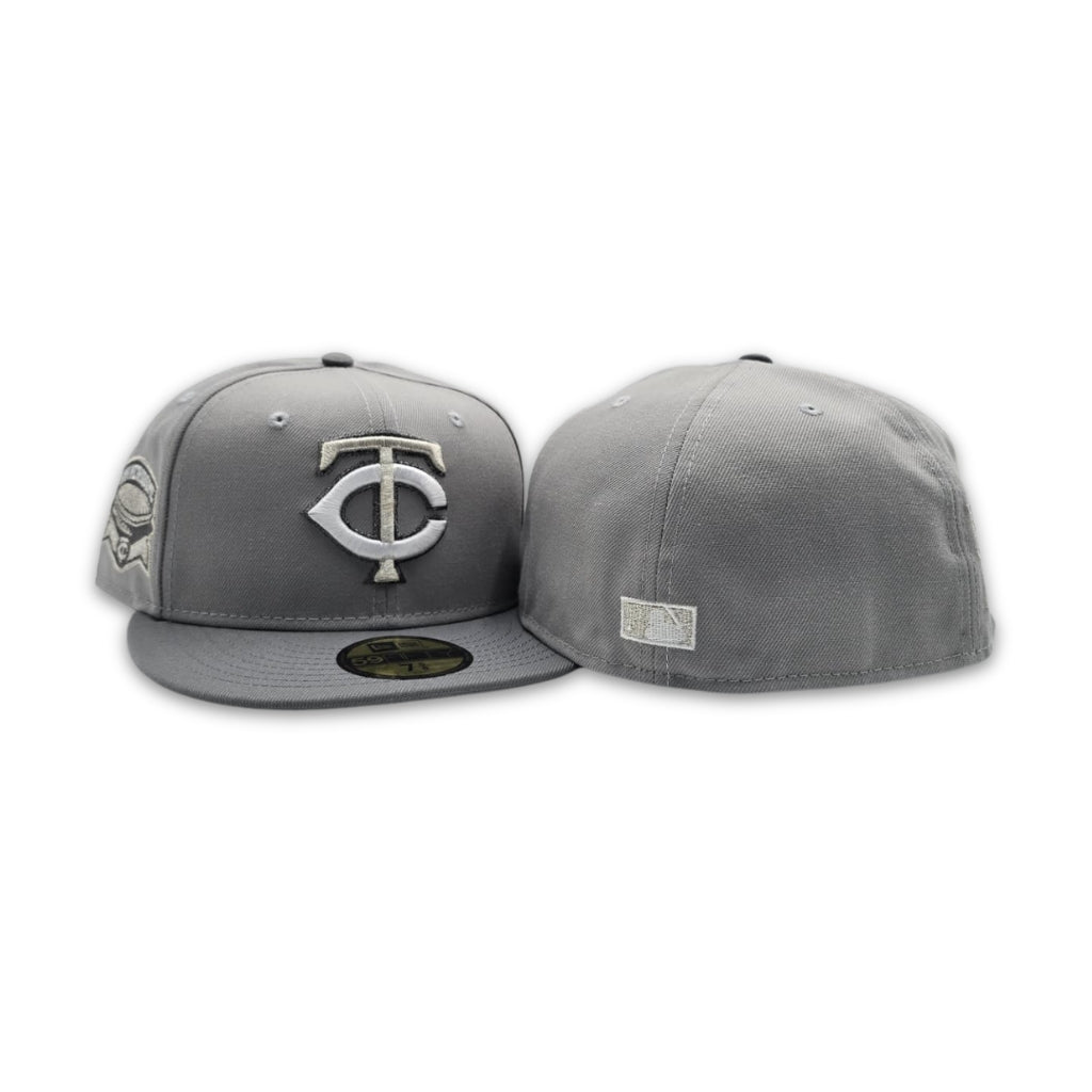 Gray Minnesota Twins Storm Gray Visor Gray Bottom HHH Metrodome Side Patch Halloween Pack New Era 59Fifty Fitted
