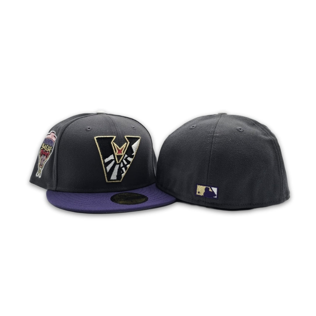 Dark Gray Upside Down Arizona Diamondbacks Dark Purple Visor Gray Bottom 1998 Inaugural Season New Era 59Fifty Fitted