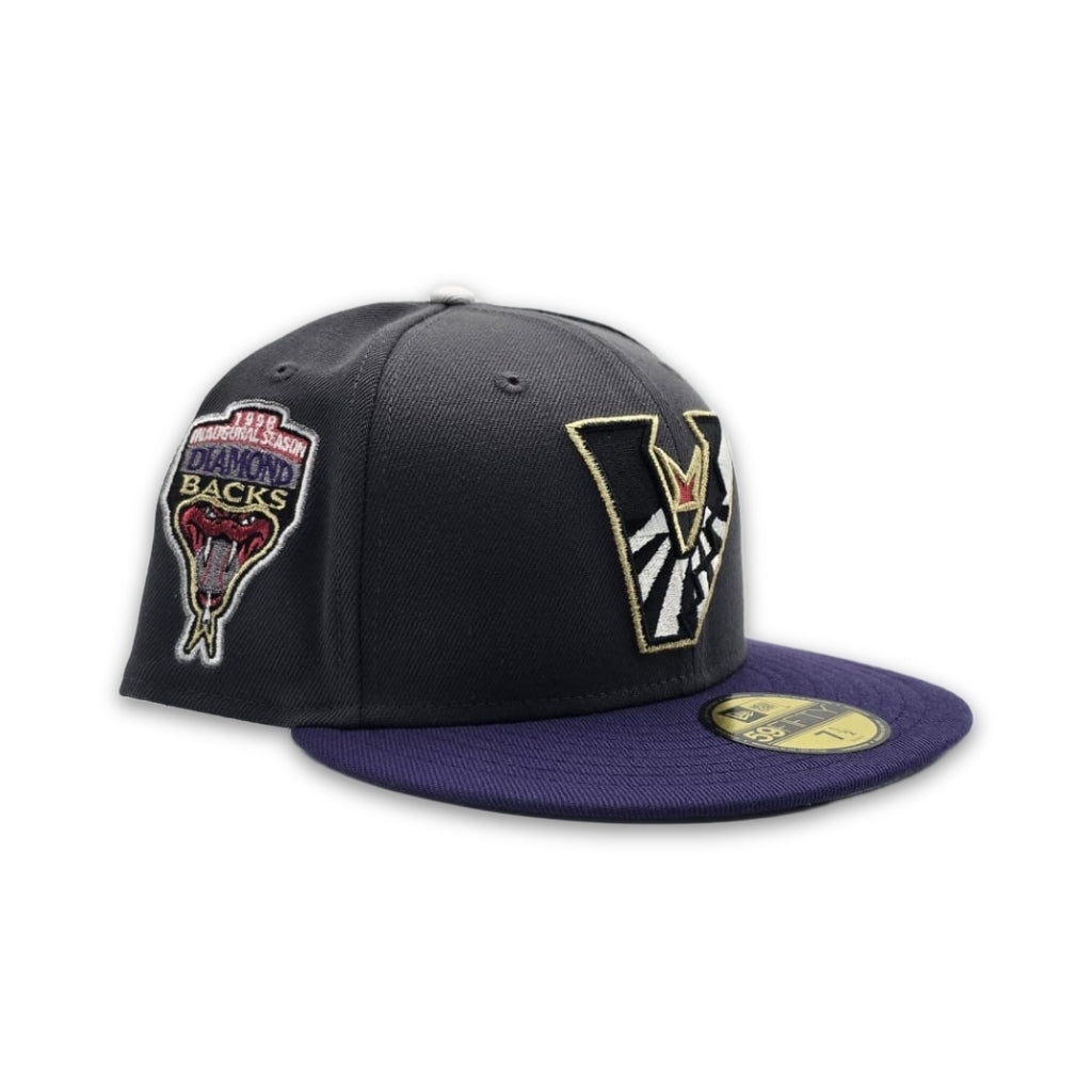 Dark Gray Upside Down Arizona Diamondbacks Dark Purple Visor Gray Bottom 1998 Inaugural Season New Era 59Fifty Fitted