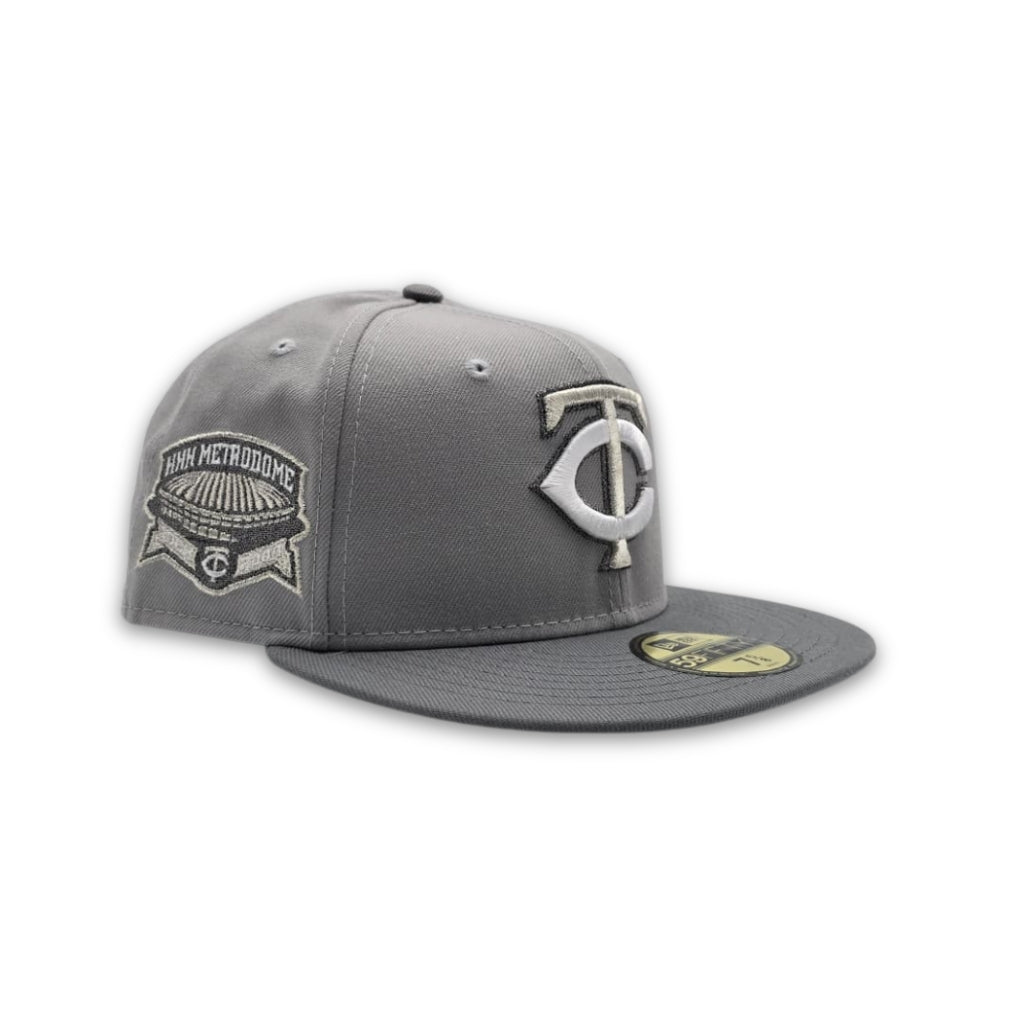 Gray Minnesota Twins Storm Gray Visor Gray Bottom HHH Metrodome Side Patch Halloween Pack New Era 59Fifty Fitted