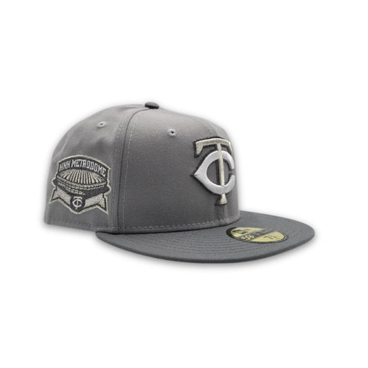 Gray Minnesota Twins Storm Gray Visor Gray Bottom HHH Metrodome Side Patch Halloween Pack New Era 59Fifty Fitted