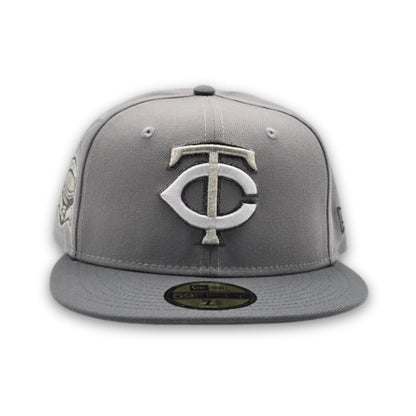 Gray Minnesota Twins Storm Gray Visor Gray Bottom HHH Metrodome Side Patch Halloween Pack New Era 59Fifty Fitted