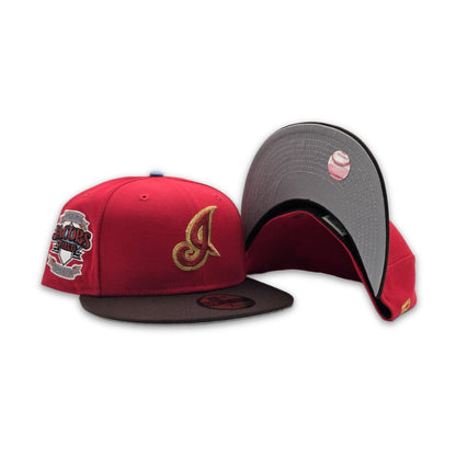 Red Cleveland Indians Brown Visor Gray Bottom Inaugural Season 1994 Jacobs Field Side Patch 59fifty Fitted