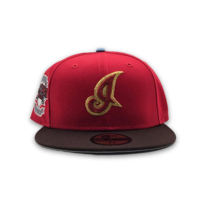 Red Cleveland Indians Brown Visor Gray Bottom Inaugural Season 1994 Jacobs Field Side Patch 59fifty Fitted