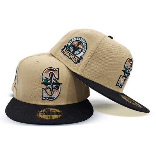 Vegas Gold Seattle Mariners Black Visor Gray Bottom 30th Anniversary Side Patch New Era 59Fifty Fitted