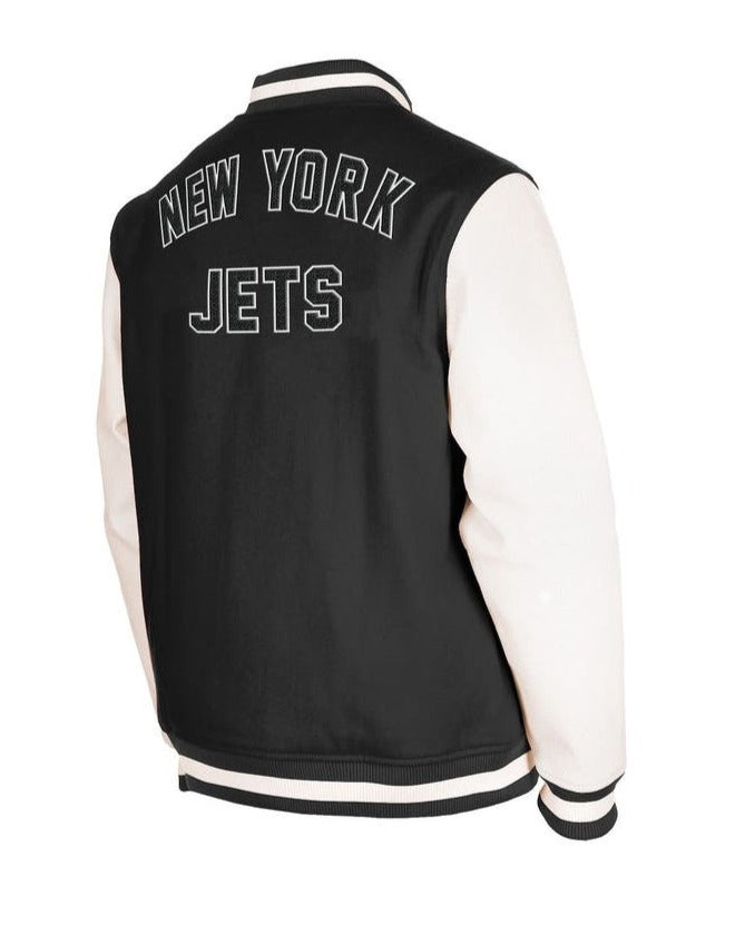 Black Blue New York Jets New Era 3rd Down Wool Varsity Heavy Jacket