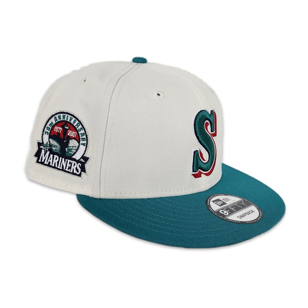 Off White Seattle Mariners Teal Visor 30th Anniversary Red Bottom New Era 9Fifty Snapback