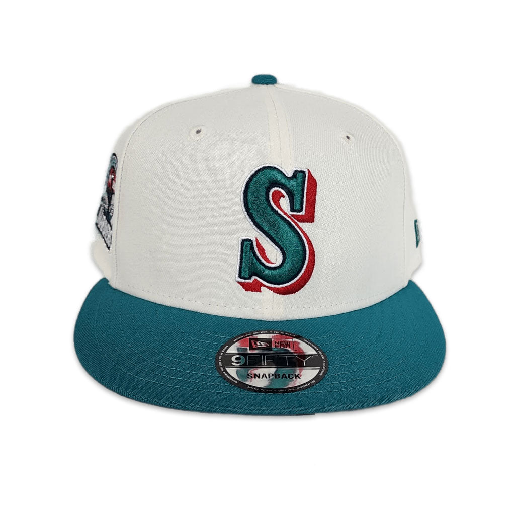 Off White Seattle Mariners Teal Visor 30th Anniversary Red Bottom New Era 9Fifty Snapback