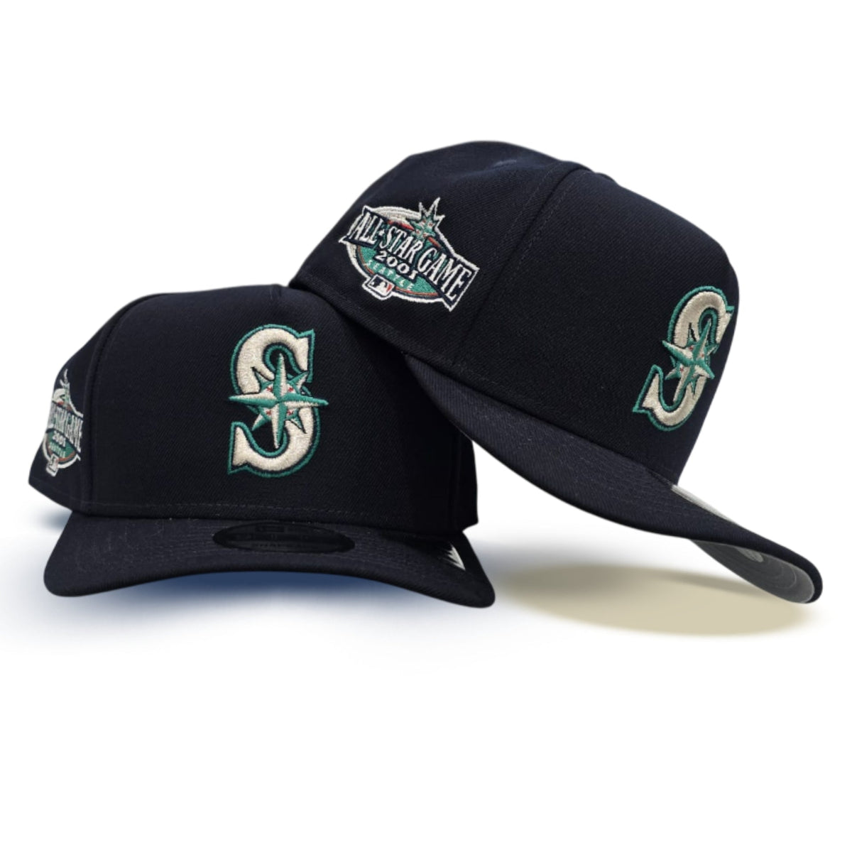 Navy Blue Seattle Mariners Curved Brim Gray Visor 2001 All Star Game New Era 9Fifty A-Frame Snapback