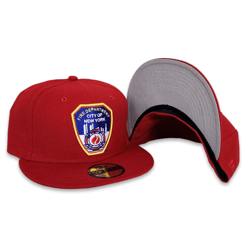 New Era Red Fire Department City Of New York " FDNY " 59FIFTY Fitted Hat