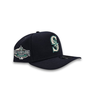 Navy Blue Seattle Mariners Curved Brim Gray Visor 2001 All Star Game New Era 9Fifty A-Frame Snapback