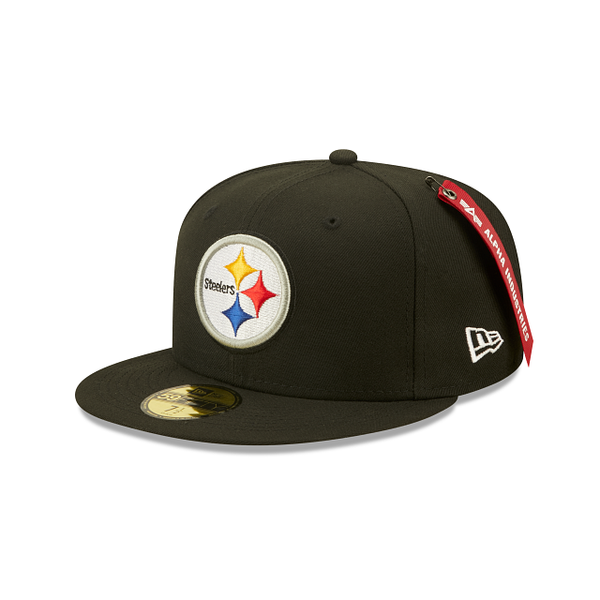 Black Alpha Industries X Pittsburgh Steelers Yellow Bottom New Era 59Fifty Fitted