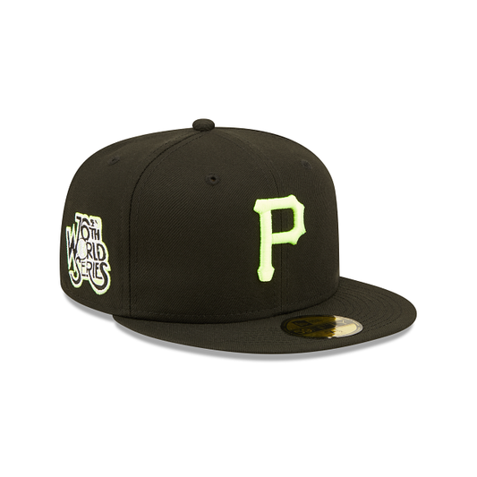 Black Pittsburgh Pirates Neon Green Pop Snakeskin Bottom 76th World Series Side Patch New Era 59Fifty Fitted