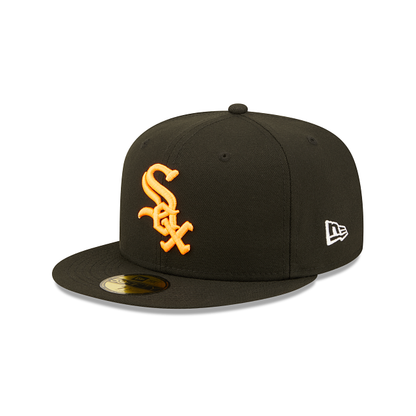 Black Chicago White Sox Neon Orange Snakeskin Bottom 2005 World Series Side Patch New Era 59Fifty Fitted