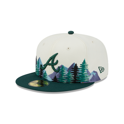 Off White Atlanta Braves Outdoor Patch Dark Green Visor Toast Bottom 59FIFTY Fitted