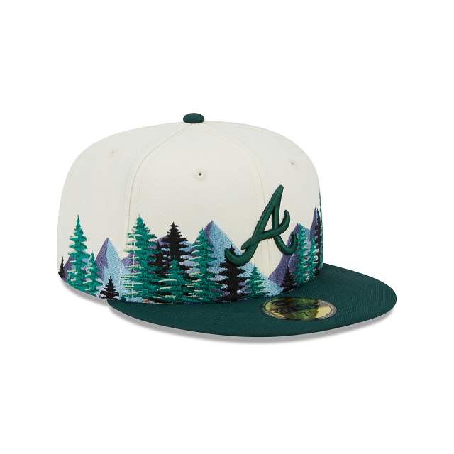 Off White Atlanta Braves Outdoor Patch Dark Green Visor Toast Bottom 59FIFTY Fitted