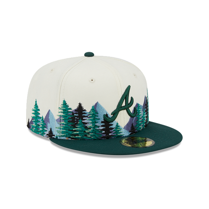 Off White Atlanta Braves Outdoor Patch Dark Green Visor Toast Bottom 59FIFTY Fitted