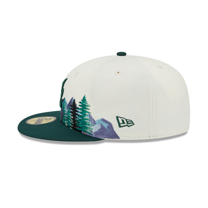 Off White Atlanta Braves Outdoor Patch Dark Green Visor Toast Bottom 59FIFTY Fitted