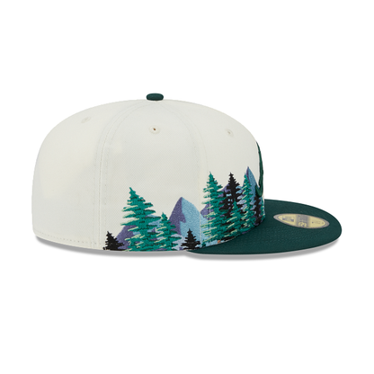 Off White Atlanta Braves Outdoor Patch Dark Green Visor Toast Bottom 59FIFTY Fitted