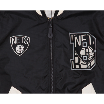 Black Brooklyn Nets Alpha Industries X New Era Reversible MA-1 Bomber Jacket