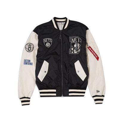 Black Brooklyn Nets Alpha Industries X New Era Reversible MA-1 Bomber Jacket